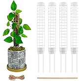 Small Moss Pole for Monstera - Stackable & Refillable Plastic Moss Poles for Climbing Plants with Large Mesh Design (4Pack-Wh