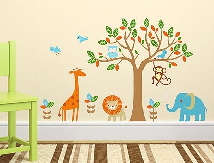 Luke and Lilly Animals and Tree Design Vinyl Wall Sticker (110 * 70cm)