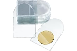 Fainne 50 Pcs Single Pocket Coin Sleeves Collector Individual Clear Plastic Sleeves Holder Small Plastic Coin Holder Pouch Single Protector for Jewelry Storage(2 Inches,Round)
