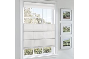 Sulugood Top Down Bottom Up No Drill Roman Shades for Windows No Tools Roman Shades, UV Protection, Privacy, Thermal Insulation Roman Blinds, Easy to Install, 70% Blackout-White 34" W x 72" H