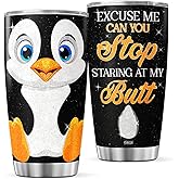 CUBICER Penguin Coffee Tumbler Travel Mug With Lid Cute Birthday Gifts For Women Mom Teenagers Sisters Animal Lovers Insulated Cup Stainless Steel Tumblers Hot Cold Drinks Funny Sayings