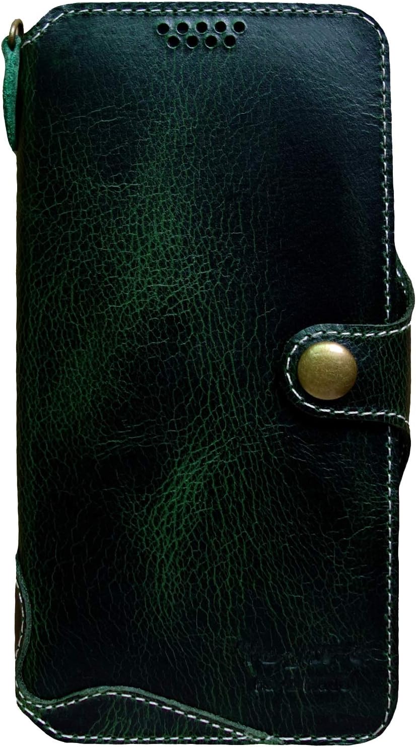 Yogurt for OnePlus 7 Genuine Leather Wallet Cases Cover Handmade Green