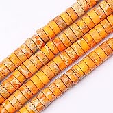 Natural Stone Heishi Beads for Necklace Making, 4 mm x 2 mm Small Flat Round Stone Loose Heishi Disc Gemstone Beads for Jewelry Making Craft Bracelet Earrings Necklace - Orange Imperial Jasper