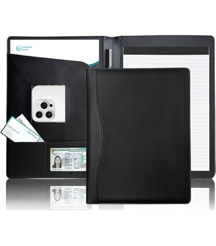 Cartellina Portadocumenti In Pelle PU Nero Manetti - Con Blocco Note, Portabiglietti E Tasca Per Cellulare - Foto 6