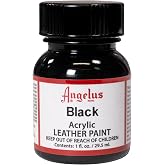 Angelus Acrylic Leather Paint, 1 Fl Oz, Black - Professional Flexible, Crack, Scratch, Peel Resistant Leather Paint for Shoes, Sneakers, Canvas, Furniture and Other Leather Projects