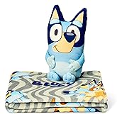 Bluey Throw & Plush Hugger Set, 50"x60" Silk Touch Blanket with 3D Character Pillow – Soft, Cozy Blanket for Kids and Toddlers
