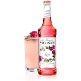 Monin Rose Syrup for Drinks - Gluten Free - 750 ml / 25.4 fl oz | Rose Syrup Flavoring for Cocktails, Mocktails, Lemonade, Iced Teas, Sodas, &amp; More, Kosher, Gluten Free, Non-GMO