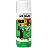 Rust-Oleum High Heat Flat White Enamel Spray Paint | Up To 1200&deg;F Protection, Grills, Smokers &amp; Stoves, Rust Resistant Finish, Corrosion Resistant, 12 Oz