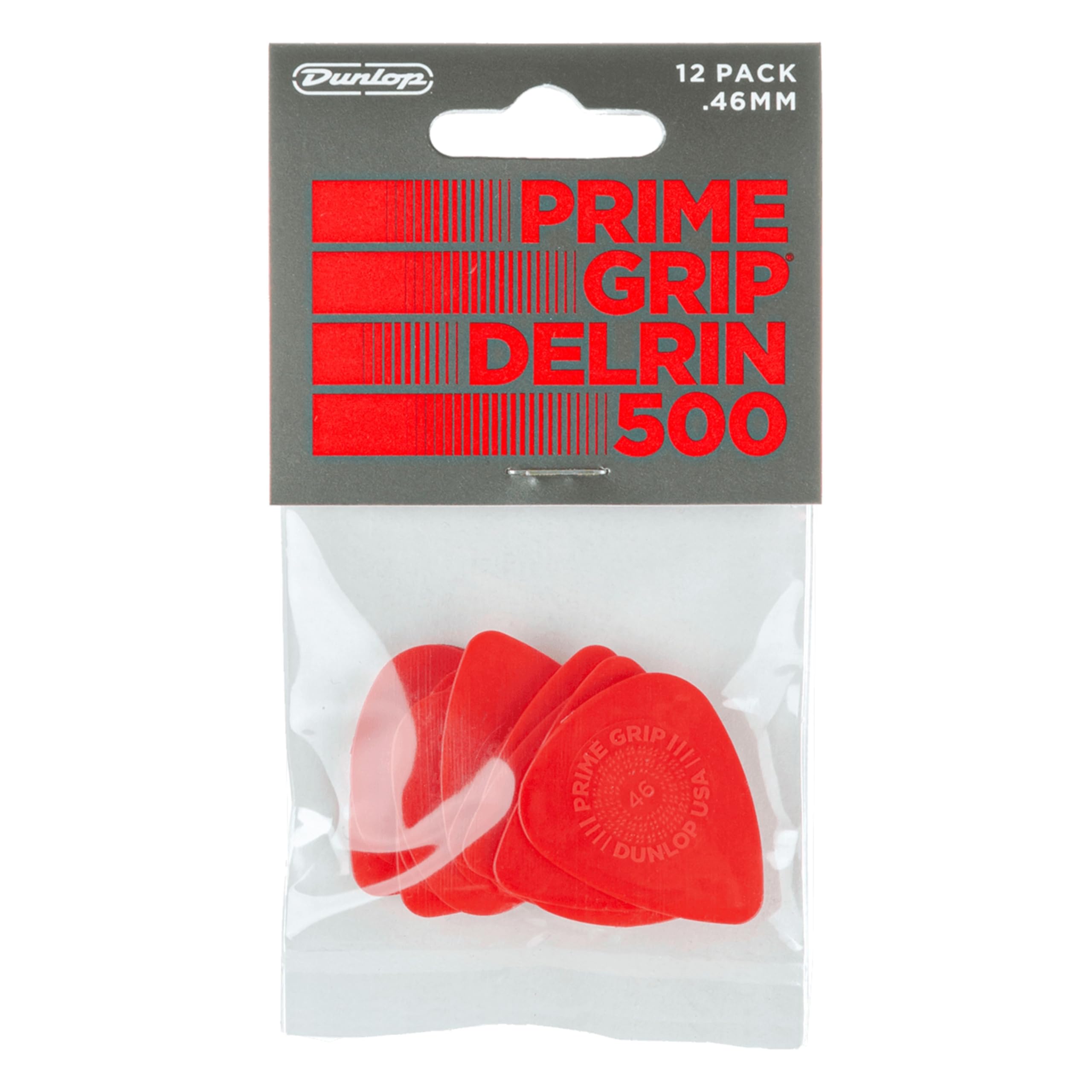 Jim Dunlop 450P0.46 Prime Grip Delrin 500 Picks, .46 mm, Set of 12 Pieces