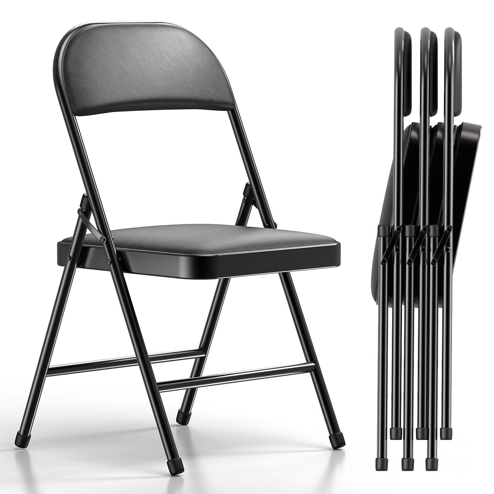 Nazhura 4 Pack Folding Chairs with Padded Cushion