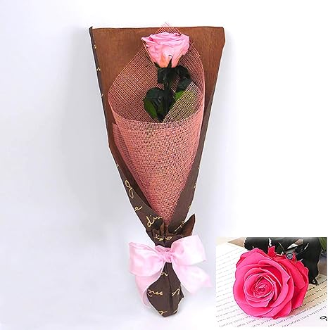 Amazon Co Jp プレゼント 花 プリザーブドフラワー ステム付きローズ 1輪の花束 ホットピンク バラ 花束 ブーケ 一輪 花 ギフト プレゼント プロポーズ 誕生日 結婚 両親贈呈 開業 開店 退職 内祝い 歓送迎 ホーム キッチン