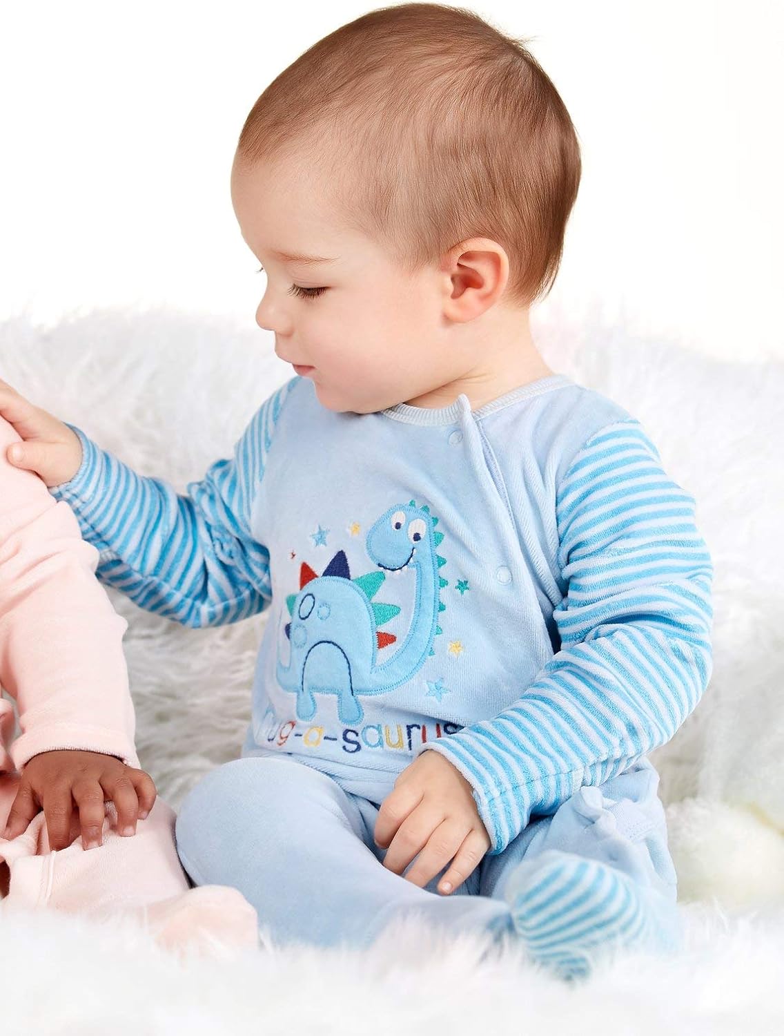baby boy velour sleepsuit