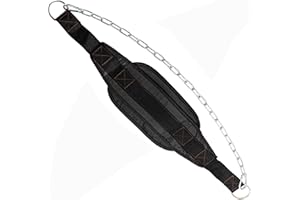 Faswin Dip Belt with 32 Inches Heavy Duty Steel Chain Double D-ring Weightlifting Back Support Strap Home Gym Equipment for W