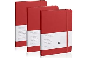 EMOMAS Lined Journal Notebook, 3Pack(Red), 160 Pages, Medium 5.7 inches x 8 inches - 100 gsm Thick Paper, Hardcover