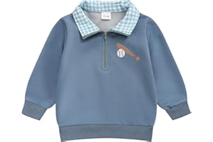 ZOELNIC Toddler Boy Quarter Zip Collared Pullover Long Sleeve Fall Winter Baby Boy Clothes Outfit 12M-4T