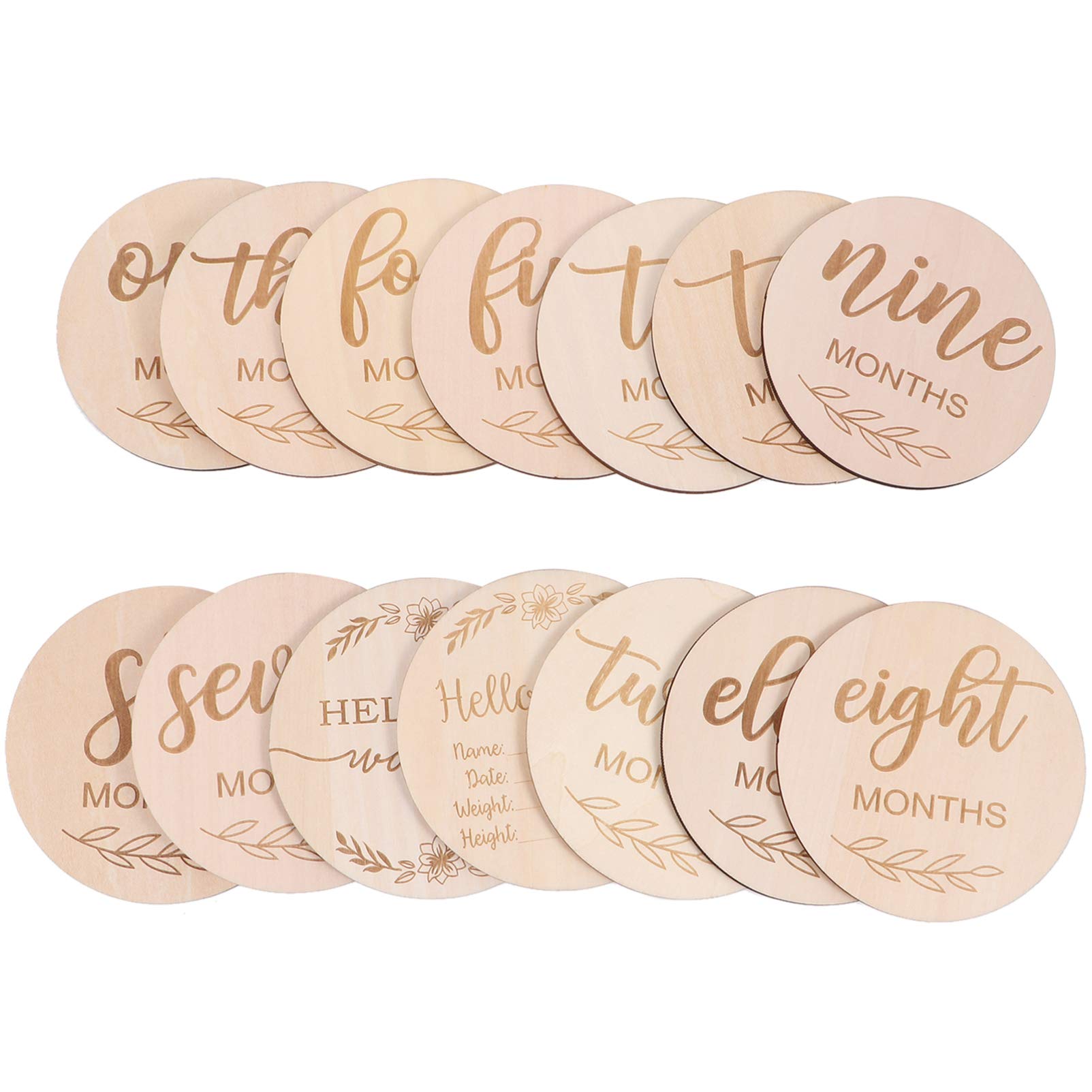 Wooden Monthly Milestone Photo Cards, Double Sided Milestone Discs Birthday Milestone Cards Photo Prop Milestone