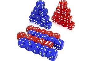 DAVIMAXIUM Gaming Dices Sets 20Packs 22mm,Red & Blue Two Tone, Vintage Dice Perfect for Kid's Gift, Casino Theme, Party Favors