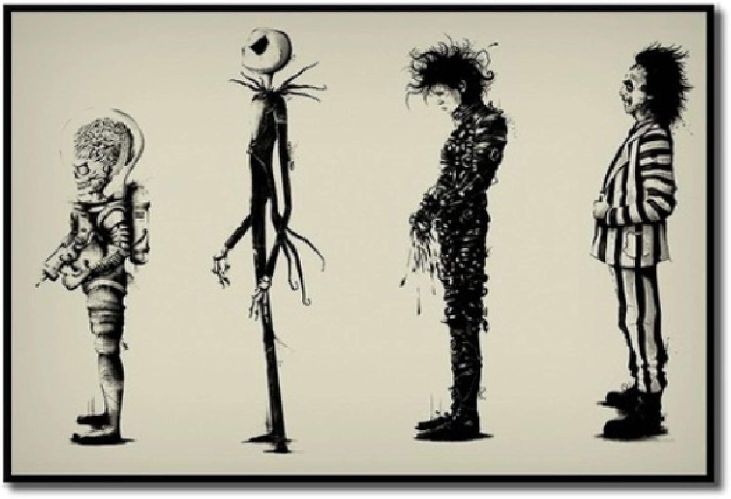 Amazon Suuyar ティムバートン映画ビートルジュースエドワードシザーハンズ映画ポスターとプリント壁アートプリントリビングルーム用キャンバス 24x35インチx1フレームレス アートフレーム ポスター オンライン通販