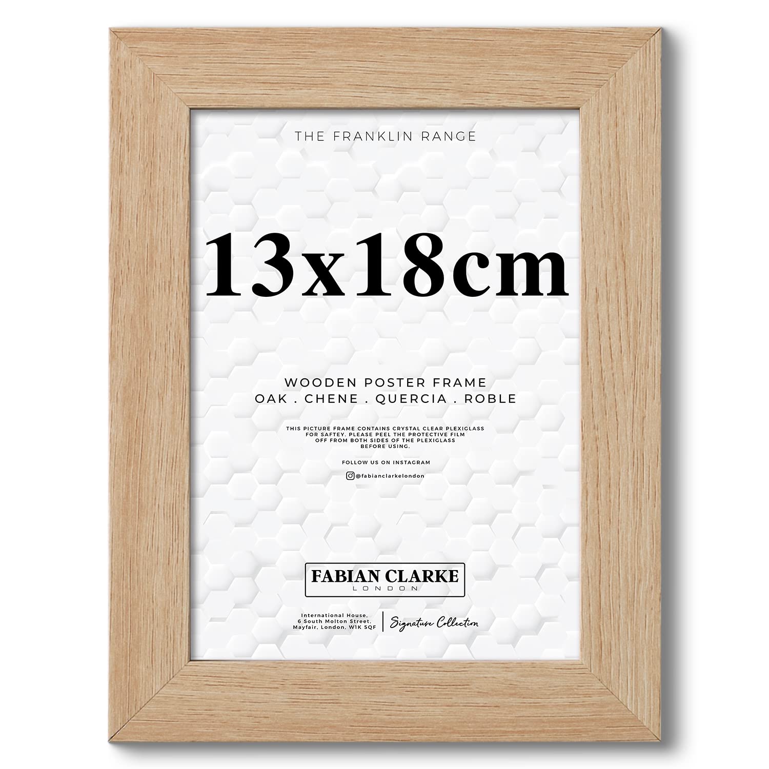 Fabian Clarke London® 13x18cm Modern Oak Wooden Picture Photo Frame Ideal for Prints and Posters Hang Portrait or Landscape