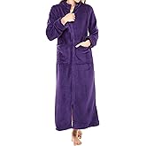Alexander Del Rossa Women's Slim Fit Zip Up Fleece Robe, Soft Warm Plush Zipper Bathrobe