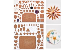 WEBEEDY 2 Styles New Quilling Template Board White Paper Quilling Template Board Plastic Quilling Design Cork Backed Board Work Various Shapes Board Quilling Tools Accessories for DIY Paper Strips