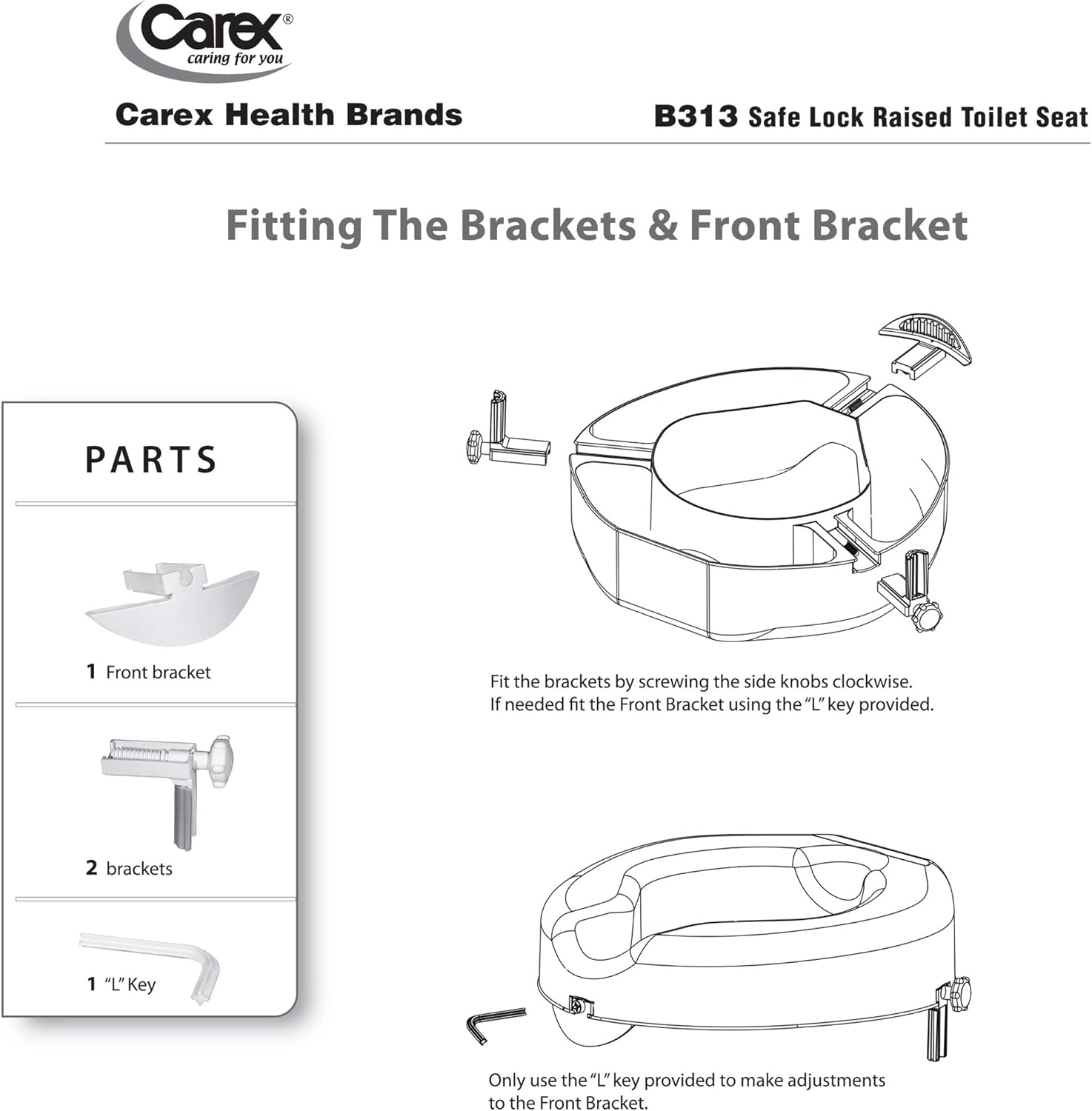 Carex Raised Toilet Seat with Extra Wide Opening - Toilet Seat Riser with Safe Lock - Adds 4 1/2" to Height of Toilet: Health & Personal Care