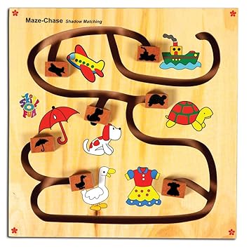Skillofun Wooden Maze Chase - Shadow Matching Game