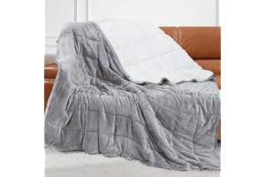 Alomidds Weighted Blanket Queen Size 20lbs 60x80 inches,Sherpa Heavy Blankets for Adults,Fluffy Warm Sherpa & Cozy Soft Flannel Thick Gravity Blanket, Light Grey
