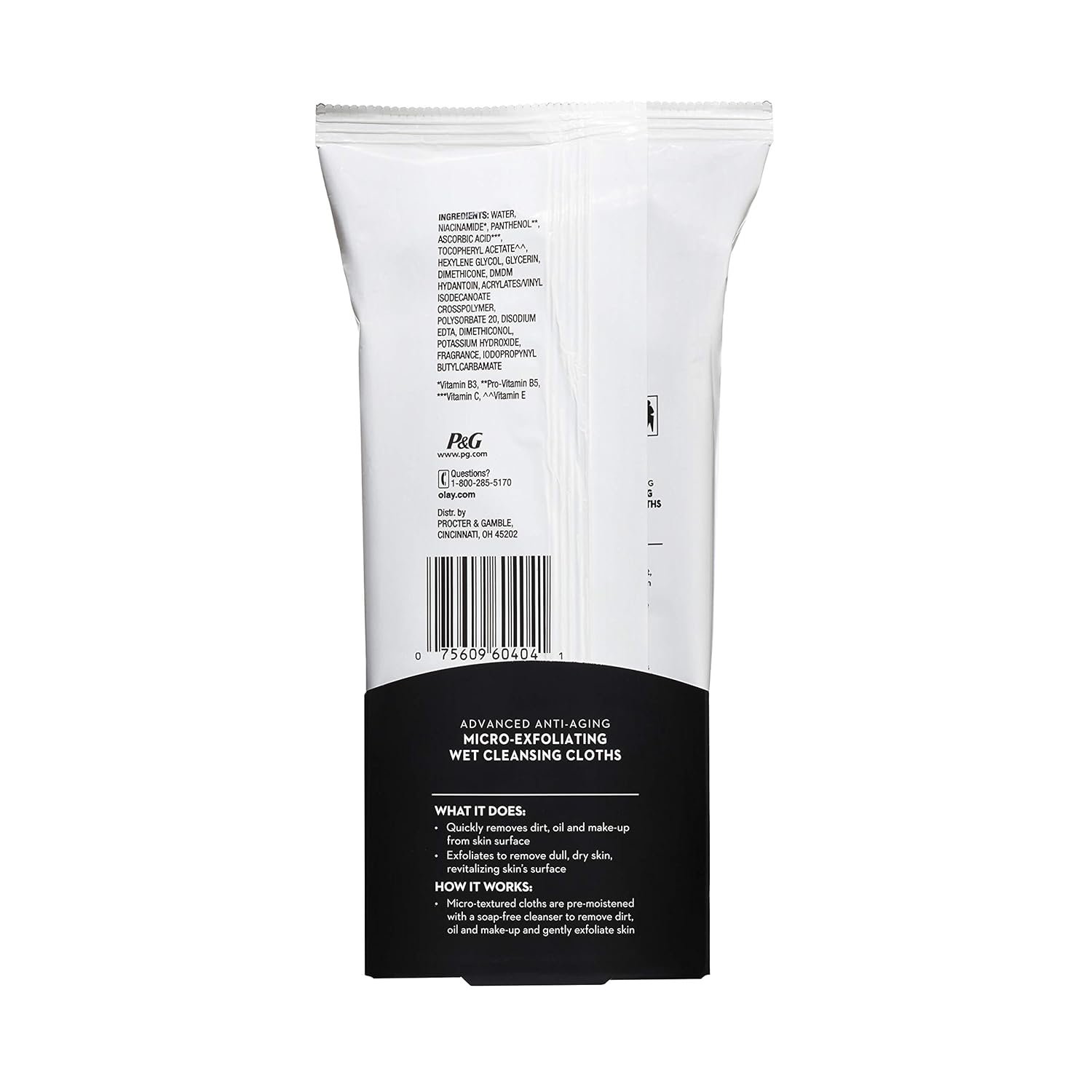 Olay Regenerist Micro-Exfoliating Wet Cleansing Cloths, 30 Count, Pack of 3: Beauty