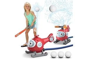 ROUSKY 2in1 Water Sprinkler Baseball Toy for Kids,Snail/Helicopter/Sprinkler Baseball Set with 2 Sprinkler Heads,Outdoor Spray Play Water Toys for Backyard Lawn Garden Summer Pool Party Fun (Airplane)