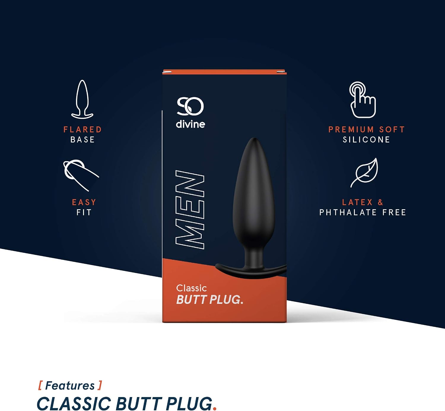 So Divine Men Classic Butt Plug with Flared Base, Black, 1 Count - Image 3