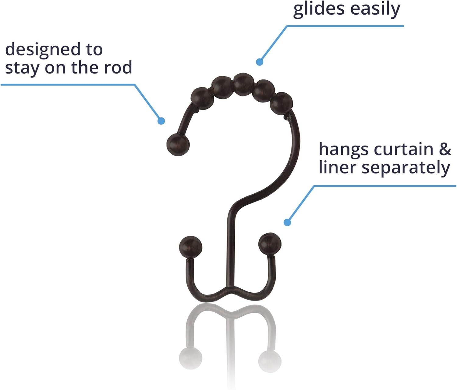 Maytex Shower Curtain Hooks Rust-Resistant Metal Double Roller Glide, Rings for Bathroom, Set of 12, Oil Rubbed Bronze: Home & Kitchen