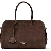 Bruno Magli Women's Norah Suede Satchel with Crossbody Strap, Deep Brown