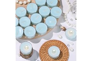 REISEN 16Pcs Ocean Scented Tealight Candles, Blue Soy Wax Tea Lights with Essential Oils, 4h Long Burning Tea Light Candles for Spa, Romantic Decor, Meditation, Dinner, and Home Decor