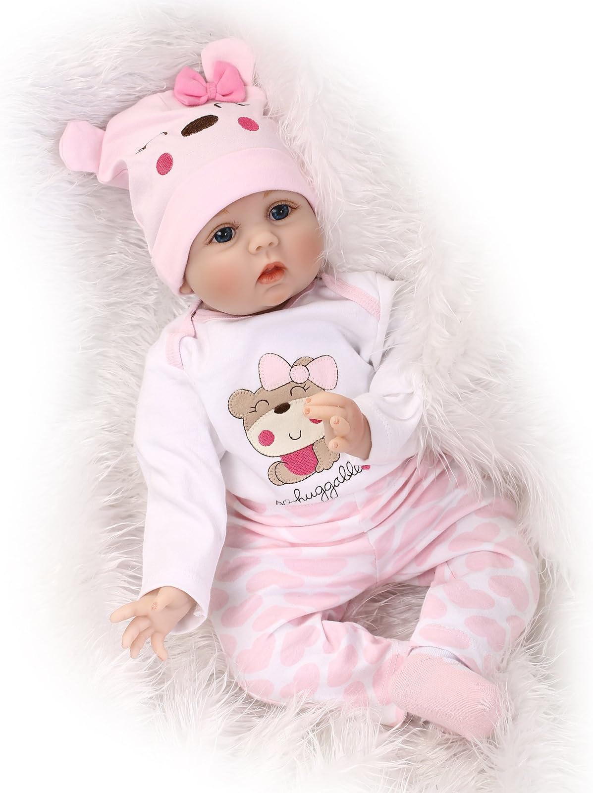 YXDDG Reborn baby dolls girls eyes open silicone,22 inch 55cm,Toy for kid birthday xmas present-pink