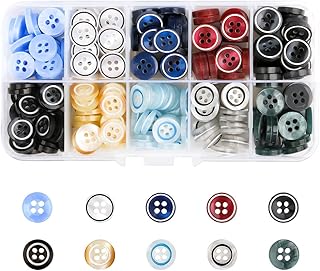 250 Stück Farbige Knöpfe Kunststoff Batelknöpfe für Hemd Knöpfe mit Vier Augen zum Nähen und Patchen von Strickjacken Kleidung Textilien