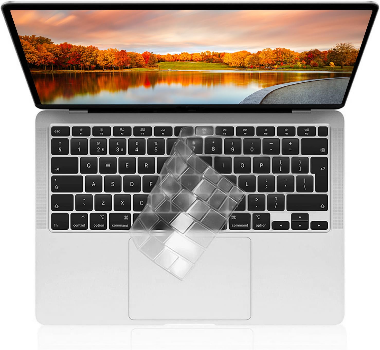 ZYB Ultra Thin TPU Keyboard Cover, High Transparency & Dustproof MacBook Air Keyboard Cover for 2020 MacBook Air 13 Inch M1 A2337 A2179 with Retina Display and Touch ID, QWERTY EU UK Layout, Clear