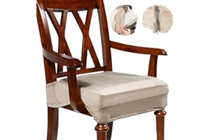 Havawish Large Velvet Dining Room Chair Seat Covers with Armrest Dining Chair Slip Covers Protectors(Taupe,1 Pcs)