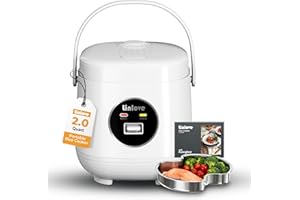 Linlove Rice Cooker Small 4 cup Uncooked,2 Quart Non-stick Mini Rice Cooker,With Stainless Steel Steamer Tray,One-Switch to C