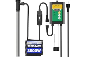 BSUOWEK 240V 3000W Titanium Fully Submersible Portable Hot Tub & Large Pool Immersion Water Heater, Ground Swim Pool Electric Heater with Thermostat & GFCI Plug, for Baptistry, Bathtub, Bucket, Saltwater Pool