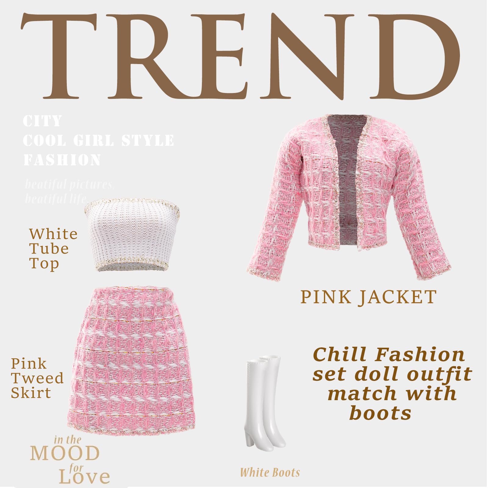 15 Pieces 11.5 Inch Girl Dolls Fashion Pack 6 Set Doll Clothes Include Chic Suits Party Gown Sequin Outfit Stylish Dress 6 Pairs of Shoes 3 Accessories for Girl Dolls Clothing(NO Doll)