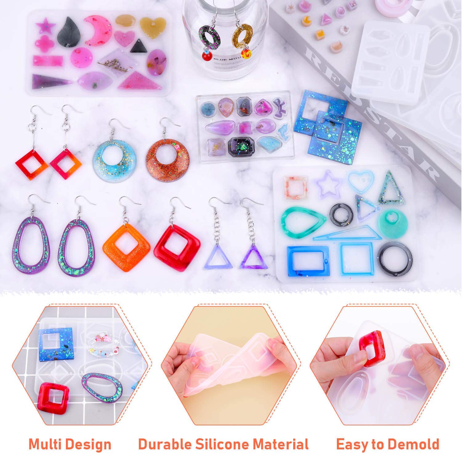 Resin Molds for Jewelry, Paxcoo 678pcs Earring Making Kit with 28pcs Epoxy Molds and 650pcs Earring Hooks, Jump Rings for Pendants, Resin Crafts, DIY Earring