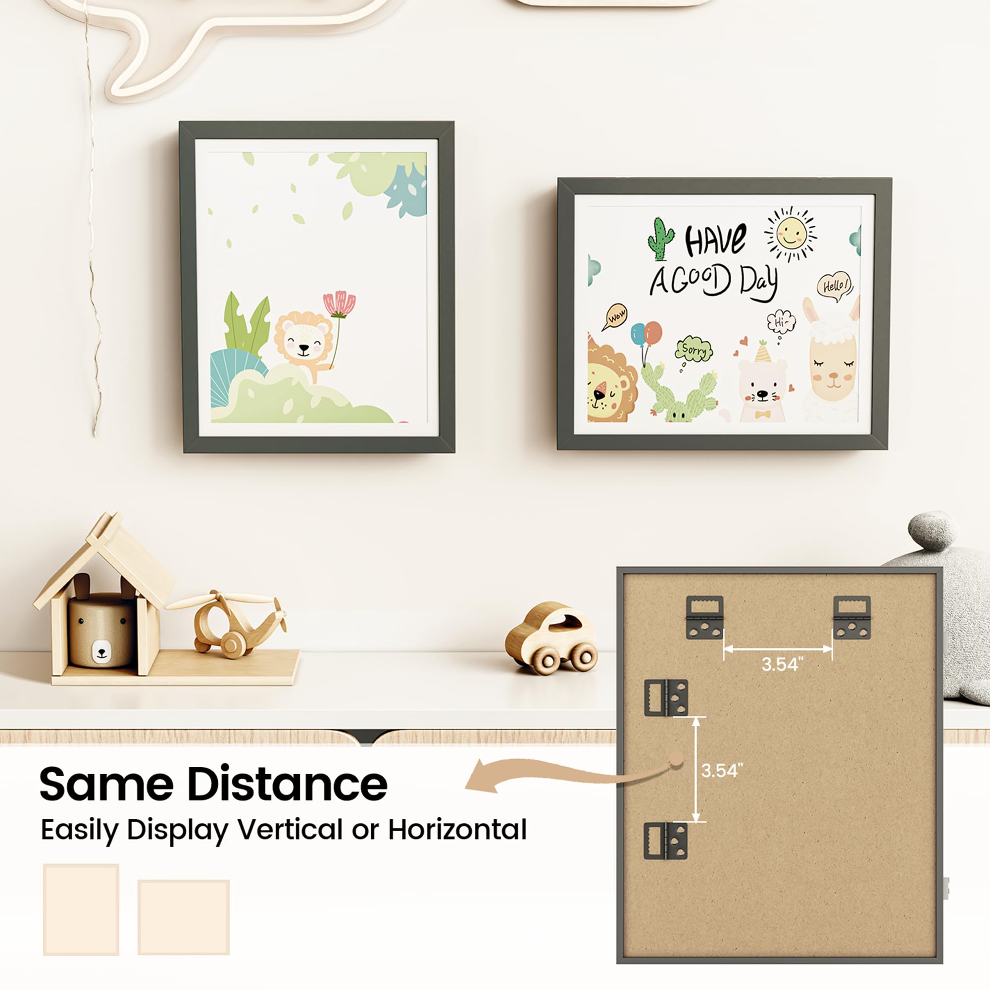 BAIJIALI Black Art Frames for Kids Artwork - Front Opening Holds 150 Drawings, 3D Crafts - 2 Packs 8.5x11 with mat or 9x12 without Mat