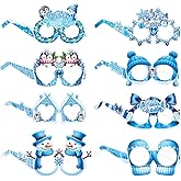Konsait Snowflake Glasses, 16 Pack Winter Snowman Penguin Snowflakes Paper Glasses, Winter Party Decorations, Accessories & Photo Props