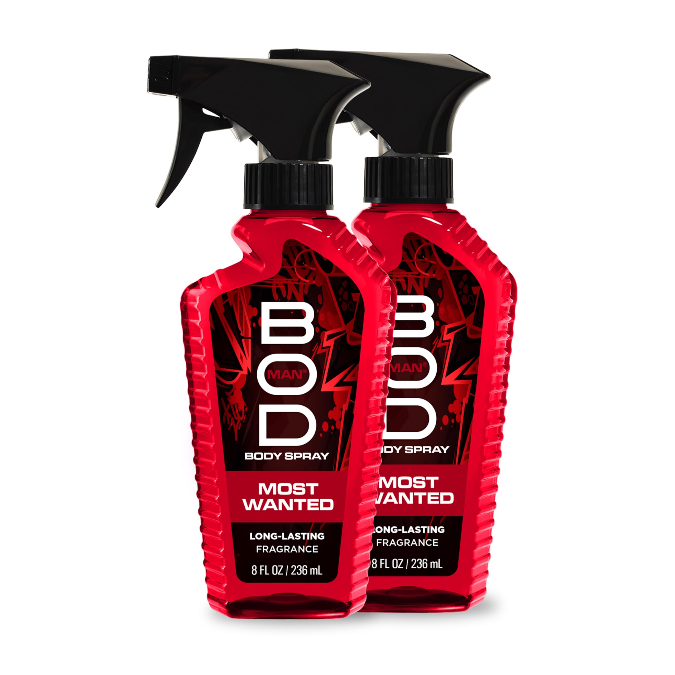 Bod Man Fragrance Body Spray, Most Wanted, 8 fl oz (Pack of 2)