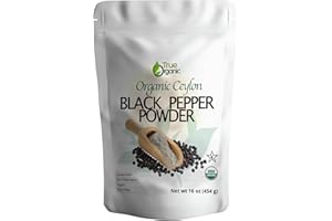 True Organic Black Pepper Ground, 1 lb, Gluten-Free Premium Grade, Fine Ground Pepper USDA & Kosher Certified, Pure Ceylon Quality, Non-GMO Black Pepper Powder.
