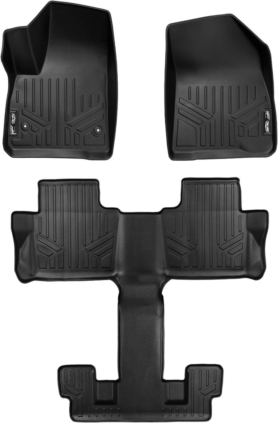 MAX LINER A0230/B0230 Custom Fit Floor Mats 3 Liner Set Black for 2017-2019 GMC Acadia with 2nd Row Bucket Seats