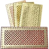 Metallic Paper Shagun Envelopes for Gifting Cash Sagan Lifafa Wedding, 19 X 9 cm, Multicolored 4 (Pack of 4) - Royal Mosiac D