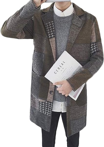Amazon Gergeousロングコート メンズ チェック柄 チェスターコート 韓国ファッション アウター 厚手 防寒 トレンチコート 冬 通勤 ビジネス コート ジャケット 通販