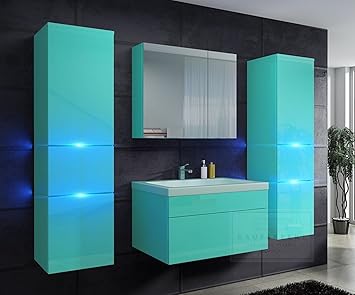 Badezimmer Lichtgrun Hochglanz Mit Siphon Echt Lackiert Schublade Wasserabweisend Led Beleuchtung Modern Design Spiegelschrank Badezimmermobel Blau Grun Minz Turkis Amazon De Kuche Haushalt